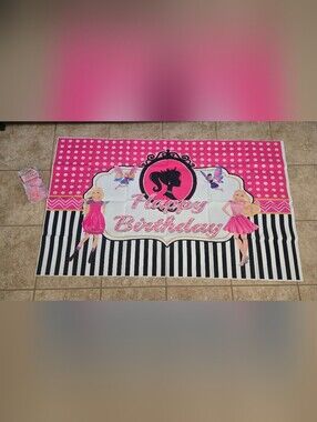 Barbie Theme Birthday Backdrop with Pink Streamers💖🎀